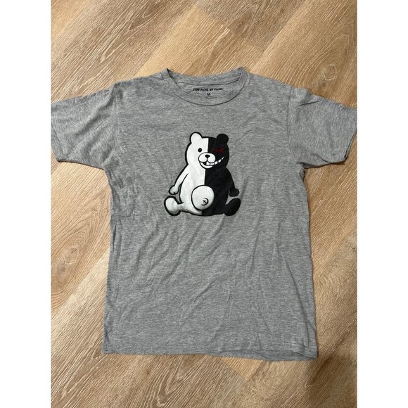 For fans by fans Other - Men's For fans by fans Monokuma Bear T-Shirt Tee Printed Cotton Gray Black size
